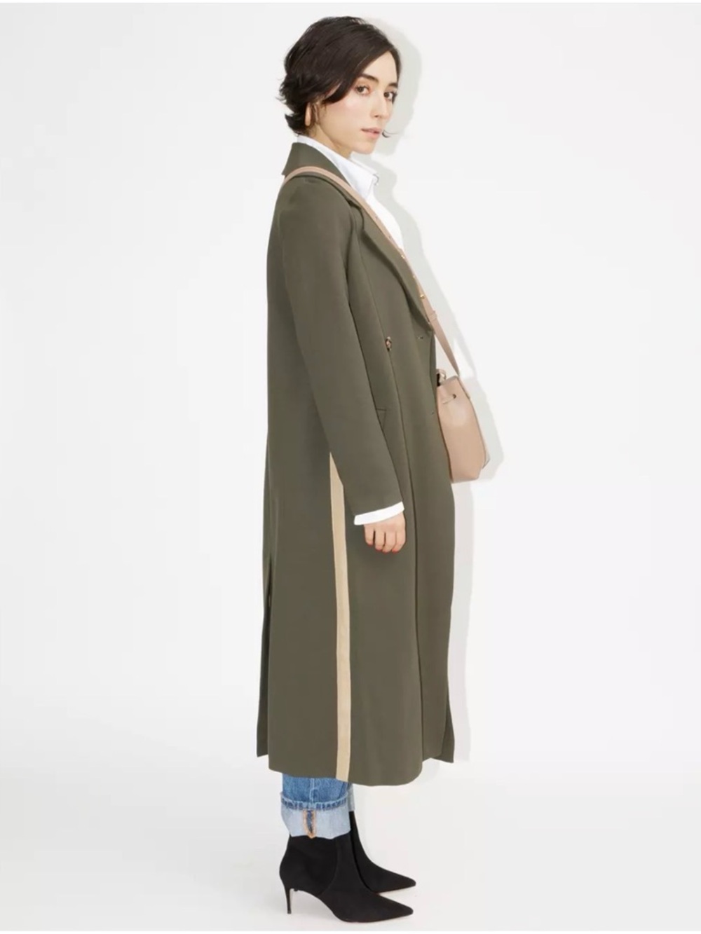 Classic Six Ali Coat Sz4 - long, trench-style, double-breasted Army/Olive Green - Picture 8 of 14